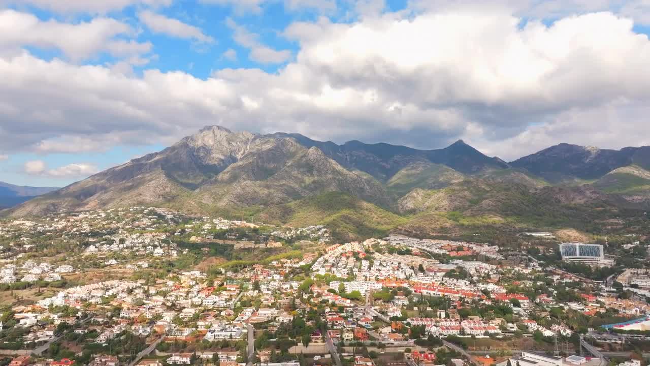 Top View Of Mountains And Seafront Of Marbella. Spain. by