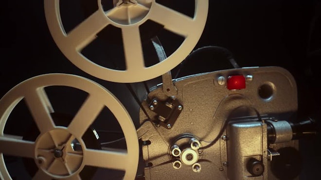 Vintage 8mm Film Projector Rotating Reels Stock Footage Video (100