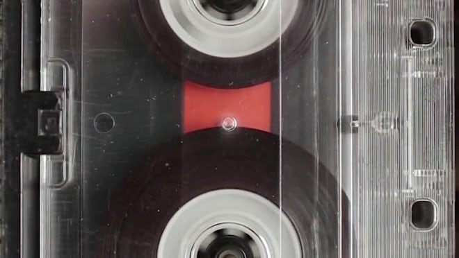 Audio Cassette In The Tape Recorder Rotates - Stock Video