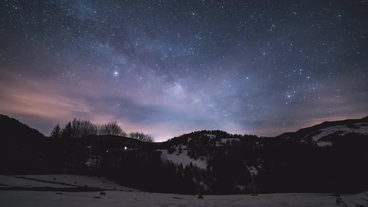 Dark Night Sky With Stars Of Milky Way Galaxy Over Wild