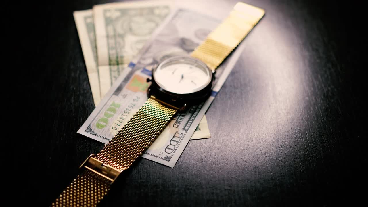 Money Watch And Time Slow Motion - Stock Video | Motion Array