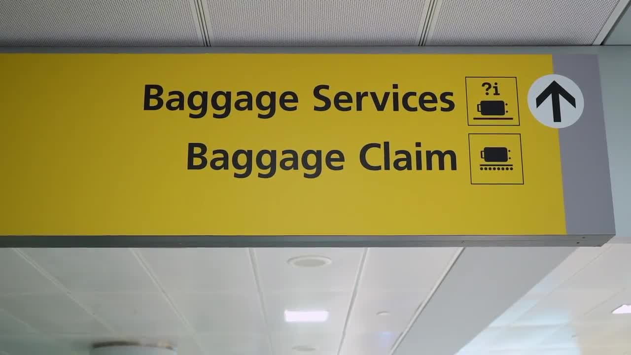 Airport Baggage Services And Claim Signage For All Travelers Arriving And Depart Stock Video Motion Array