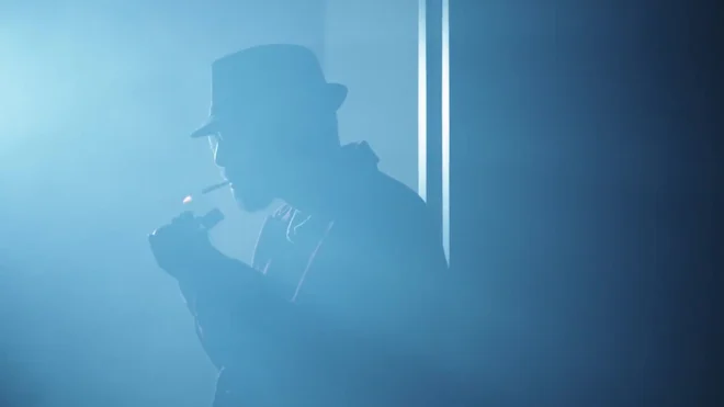 cigarette noir Noir Spy Film Character Smoking A Cigarette by Deliris - Stock Video