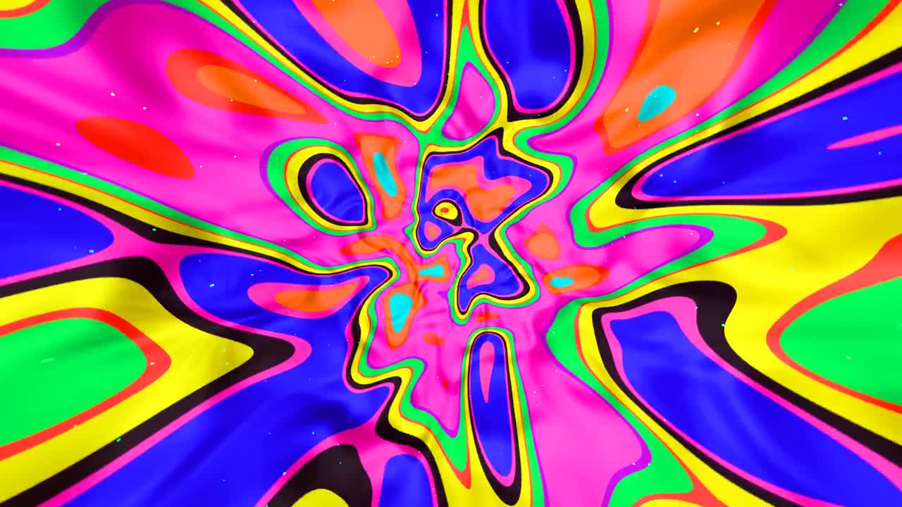 Psychedelic Fractal Textile Moving Loop Background In Colors Of