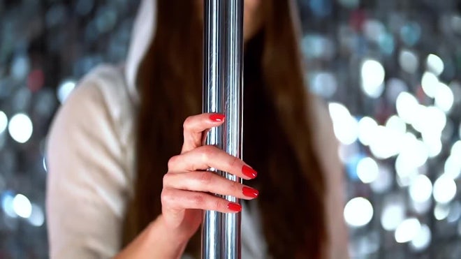 Stripper Dancing With Pylone In Night Club. Striptease Dancer Starting Her - Stock Video | Motion Array