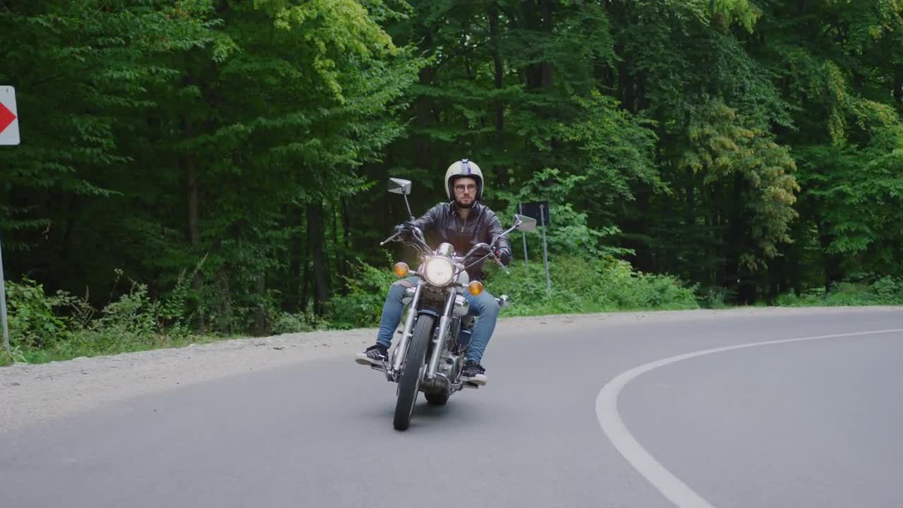 Motorcycle Ride Through The Forest - Stock Video | Motion Array