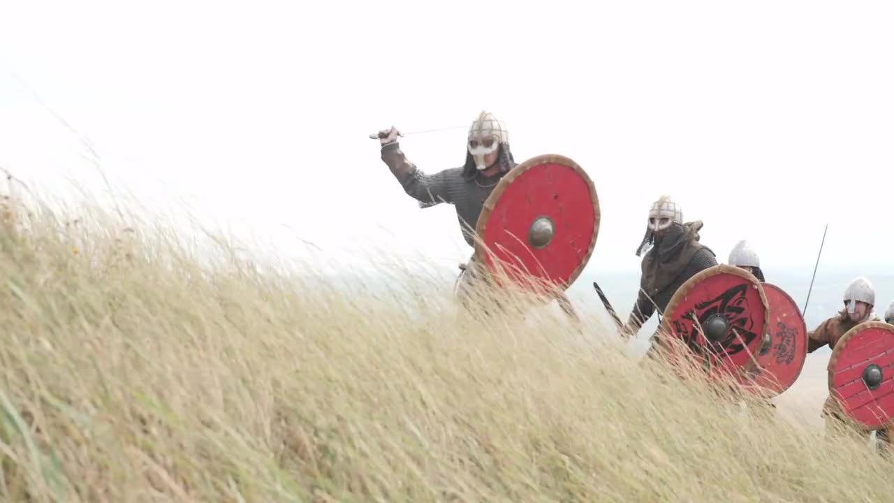 Fearless Vikings On A Hill - Stock Video | Motion Array