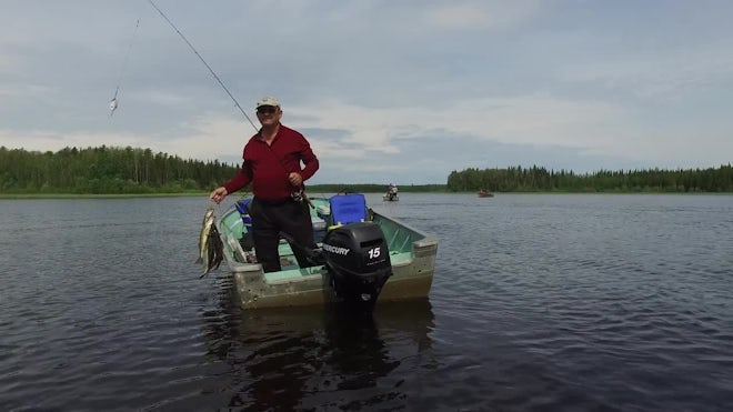 Two Men Fishing on a Boat Footage, Stock Video