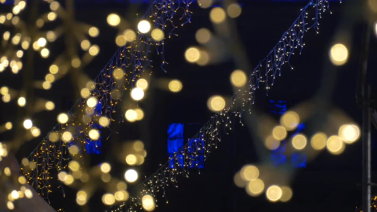 Yellow And Blue Christmas Lights - Stock Video  Motion Array