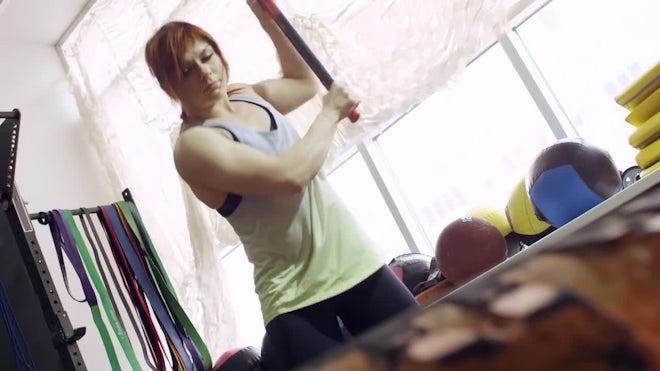 Strong Female Athlete Muscular Arms - Stock Video