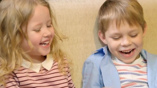 Funny Blonde Brother And Sister... - Stock Video 