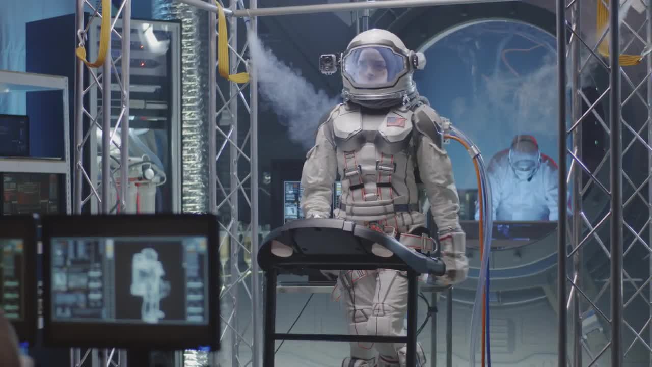 Astronaut On A Treadmill - Stock Video | Motion Array