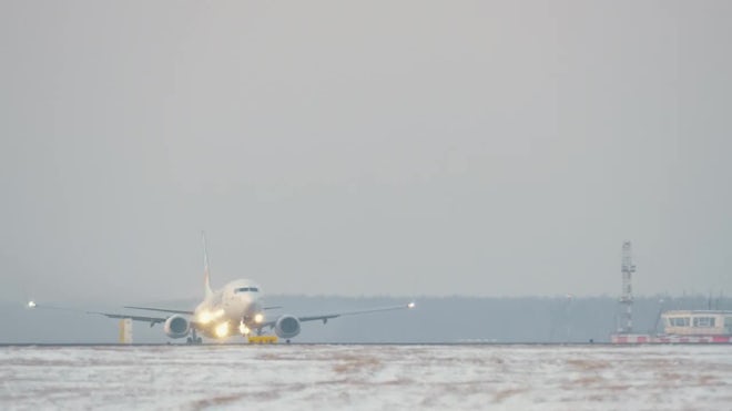 Aircraft Taking Off In Winter - Stock Video