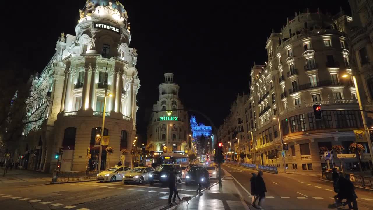 Madrid Cityscape At Night Stock Video Motion Array