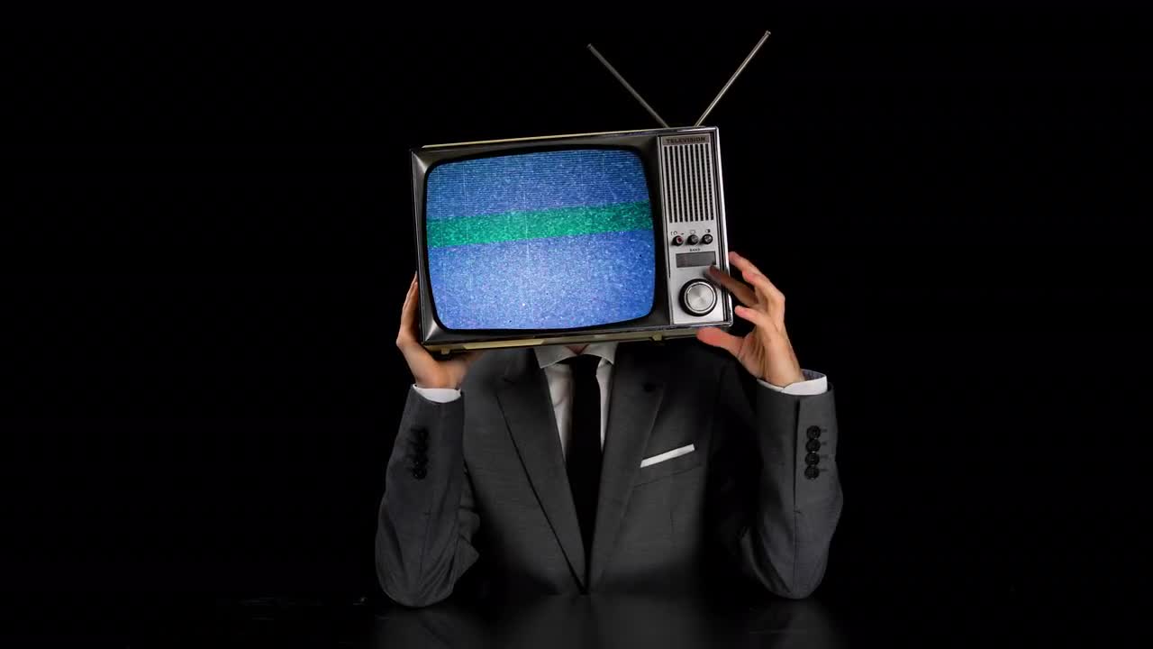 TV Head Man Tuning His TV Head - Stock Video | Motion Array