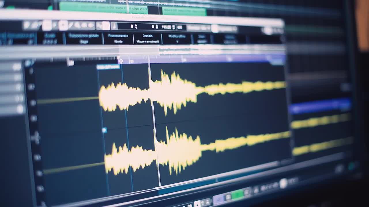 Audio Sound Waves On Screen CloseUp Stock Video Motion Array