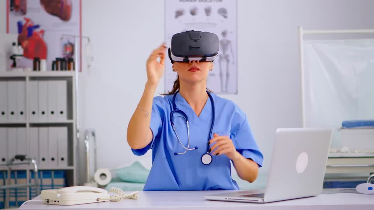 A Nurse In Virtual Reality Stock Video Motion Array