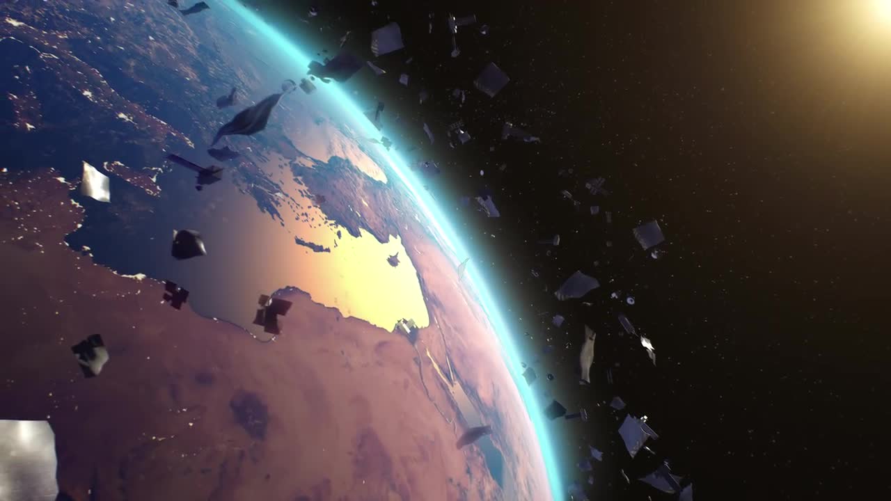 Space Debris Around Planet Earth - Stock Motion Graphics | Motion Array