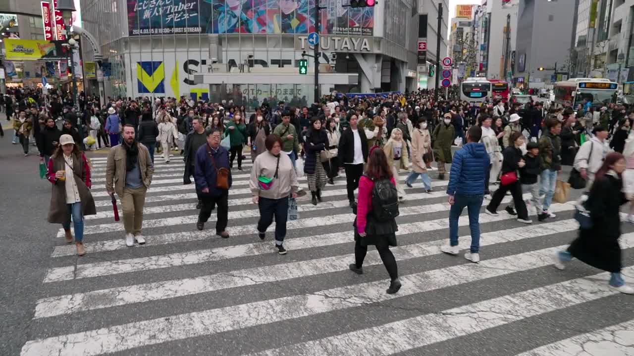 Pedestrians Filling Shibuya Crossing, The World's Busiest