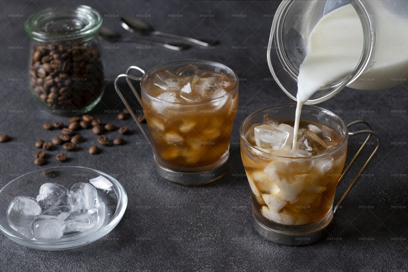 Two Cups Of Cold Coffee: Stock Photos