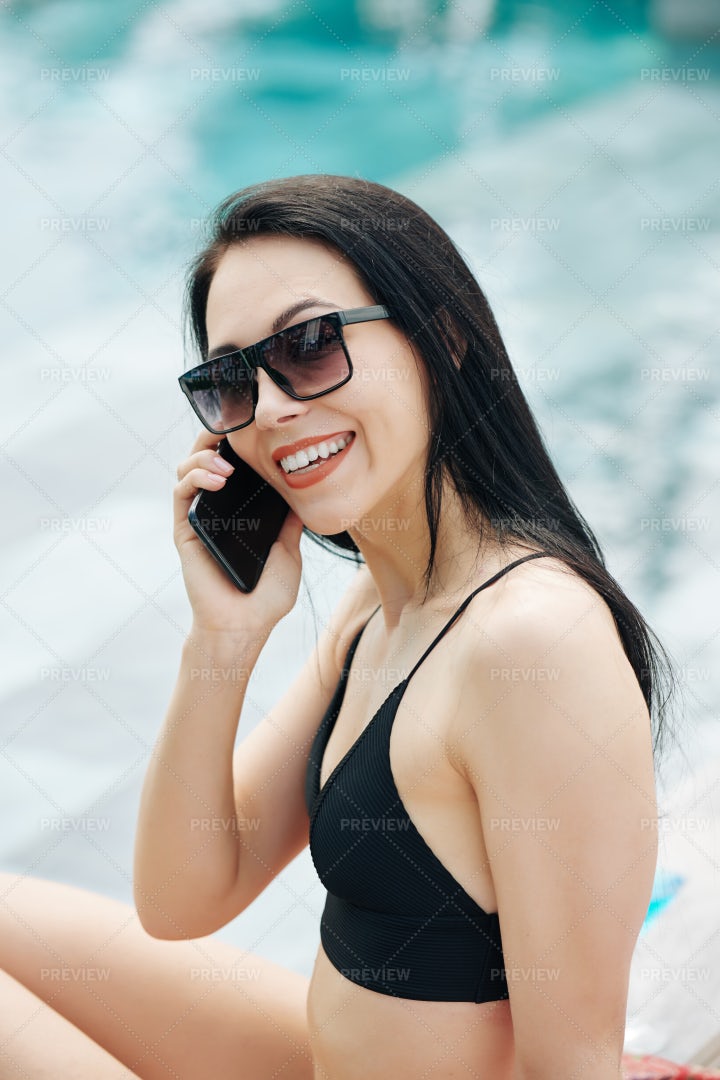 Smiling Woman Calling On Phone: Stock Photos