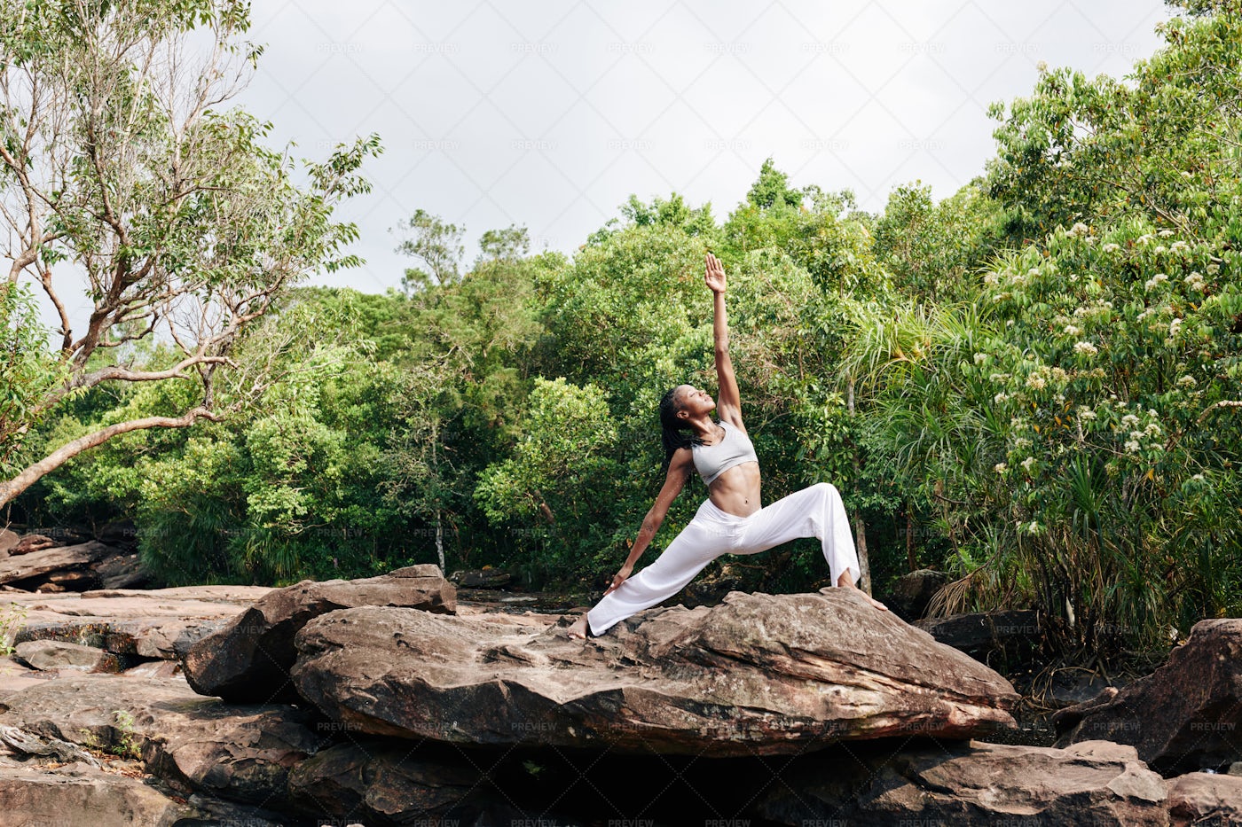 Practicing Yoga In Nature: Stock Photos