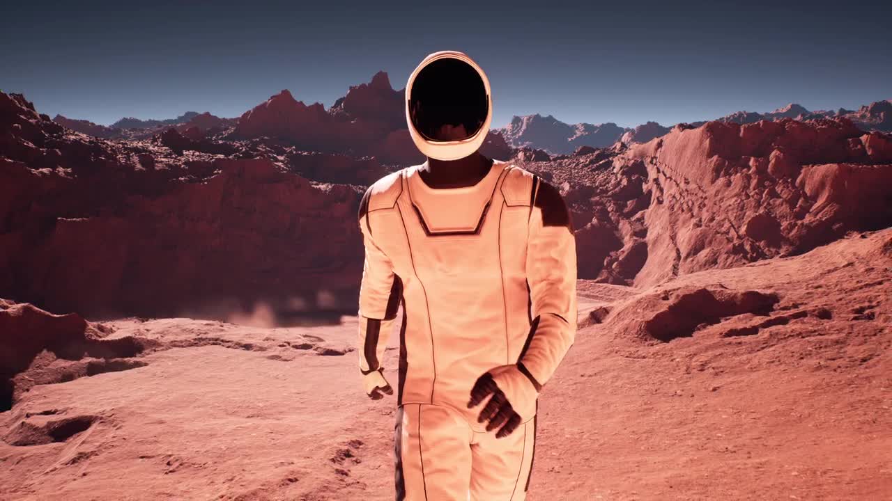 Astronaut Walking On Mars Stock Motion Graphics Motion Array