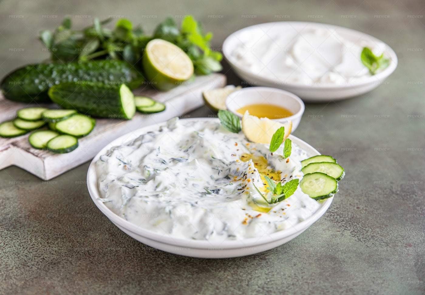 Greek Tzatziki Dip Sauce: Stock Photos
