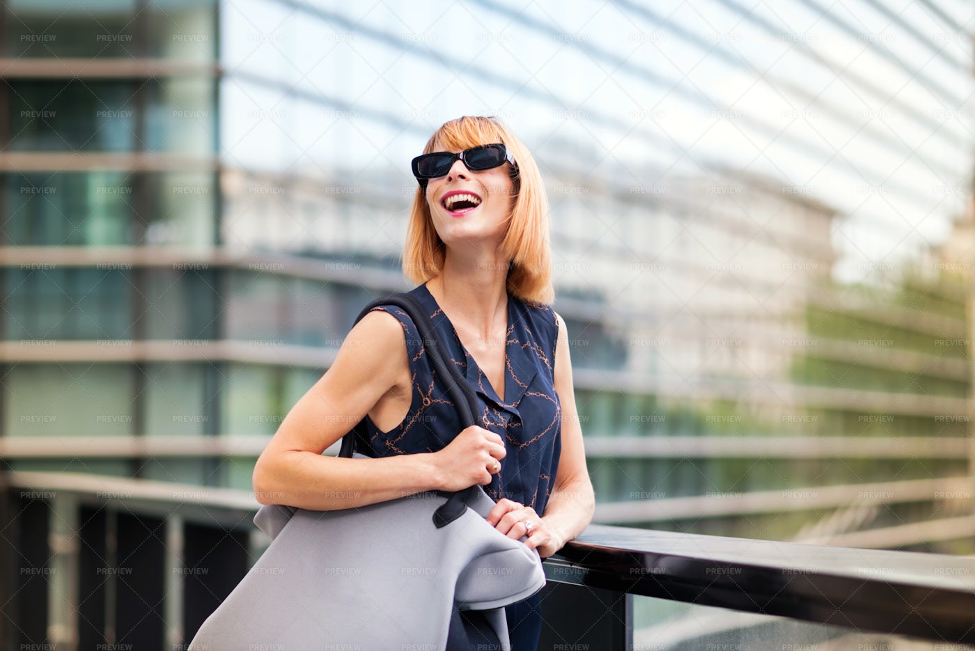 Vivacious Woman In Modern Sunglasses: Stock Photos