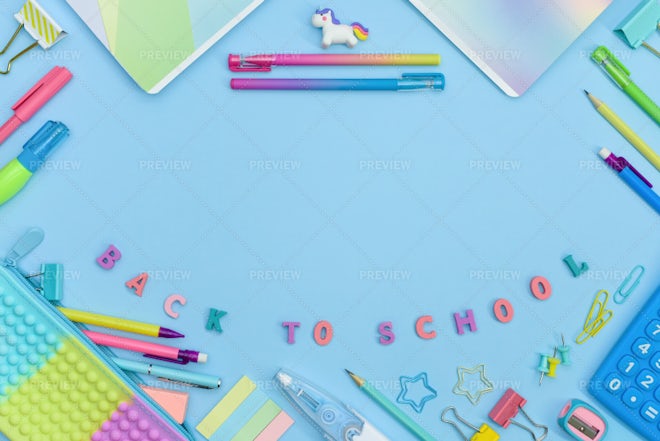 School Supplies Border - Stock Photos