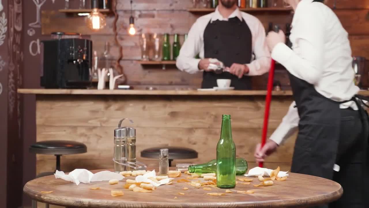 Cleaning Up At Bar Stock Video Motion Array
