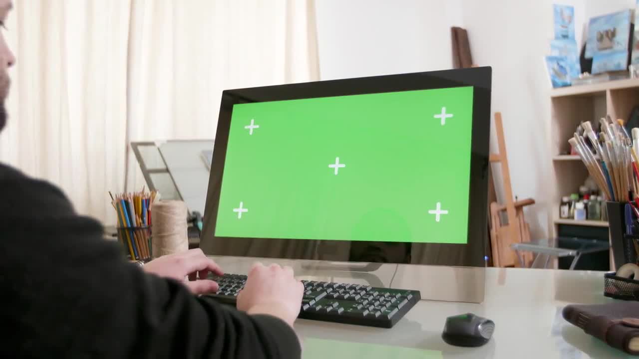 PC With Green Screen - Stock Video | Motion Array