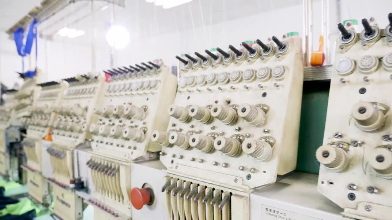 Factory Embroidery Machines Stock Video Motion Array