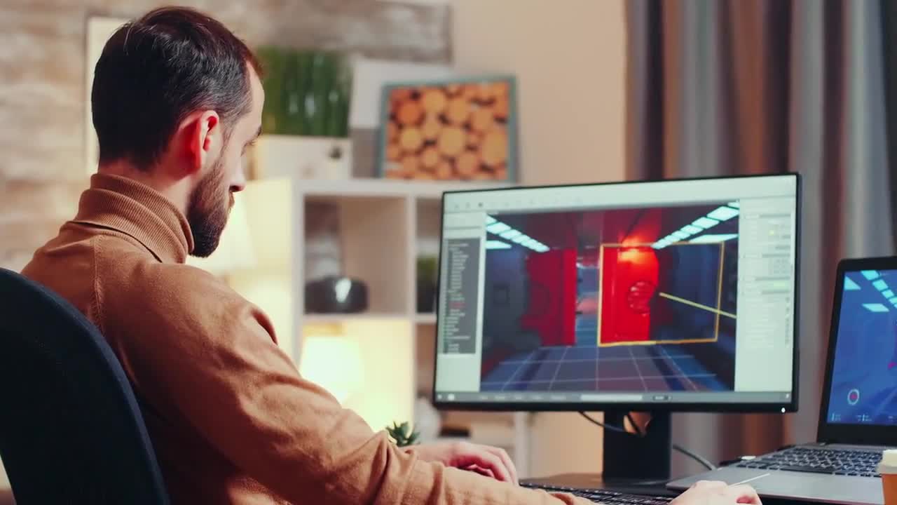 Game Creator Testing The Graphics Stock Video Motion Array