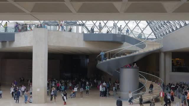 Lobby Of The Louvre Pyramid: Stock Video
