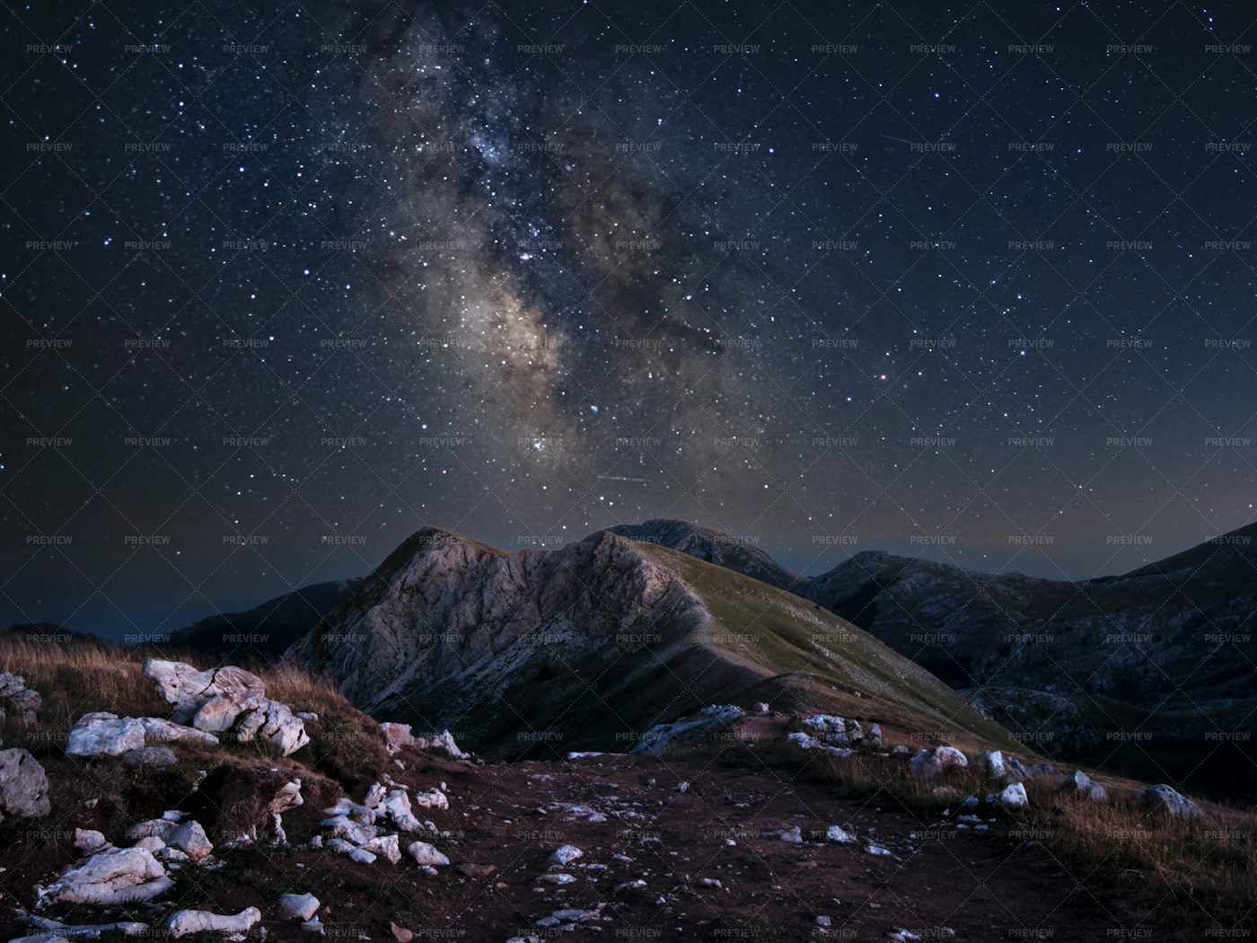 The Milky Way On A Mountain Night: Stock Photos