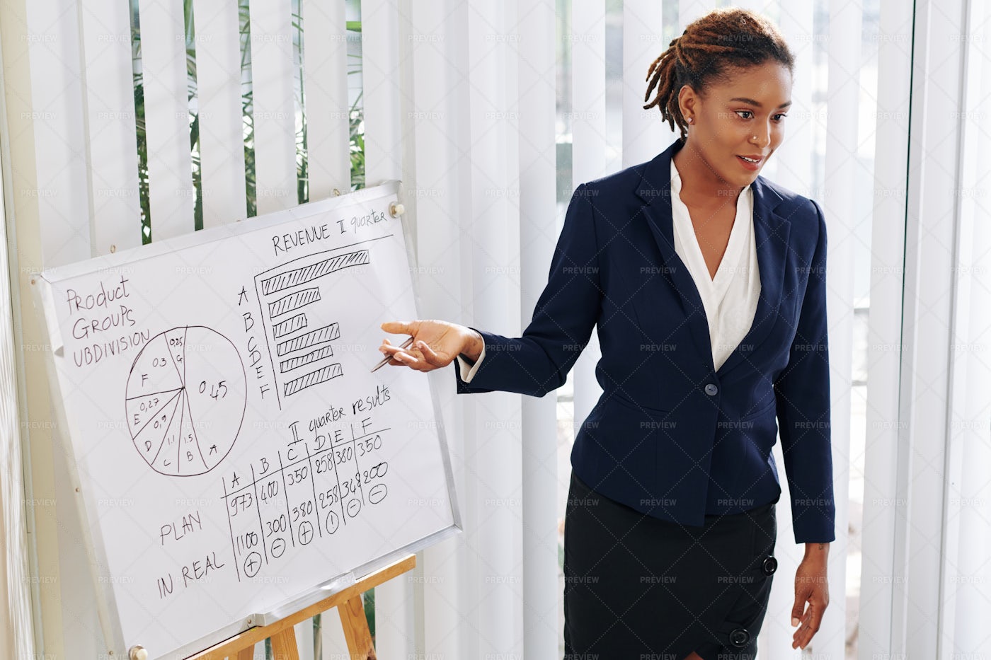 Businesswoman Showing Results Of Work: Stock Photos
