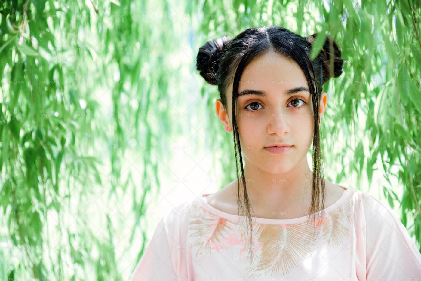 Teen Standing Under Tree: Stock Photos