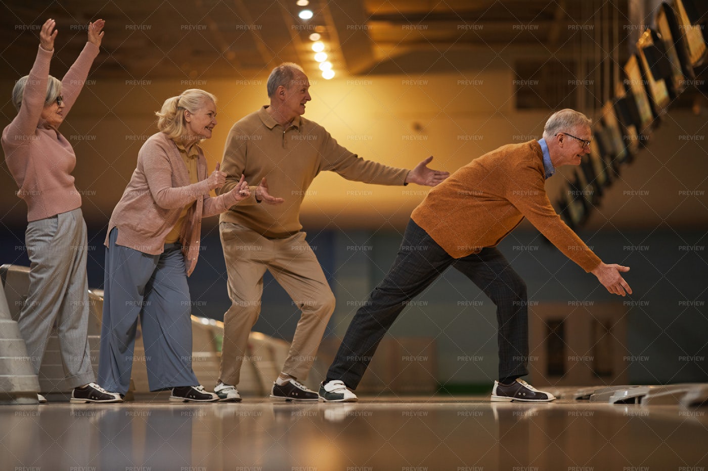 Senior People Playing Bowling: Stock Photos