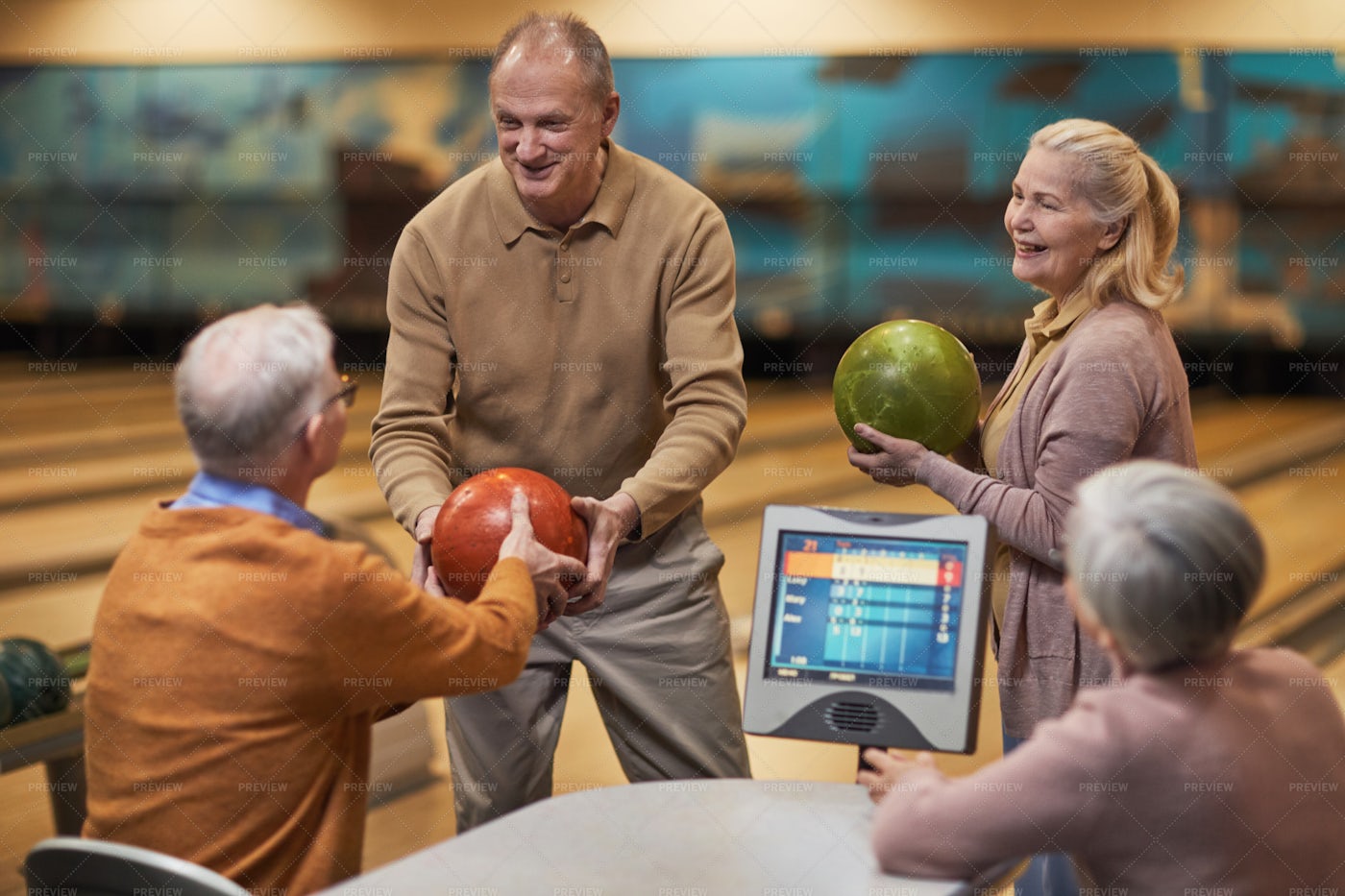 Senior People Enjoying Bowling: Stock Photos