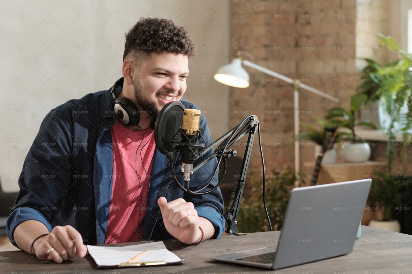 Radio Host Broadcasting: Stock Photos