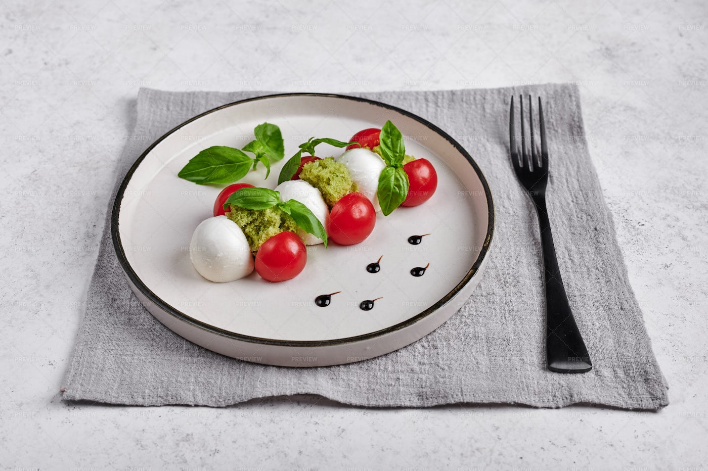 Caprese Salad And A Fork: Stock Photos