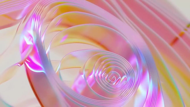 Iridescent Glass Ribbon On White - Stock Motion Graphics