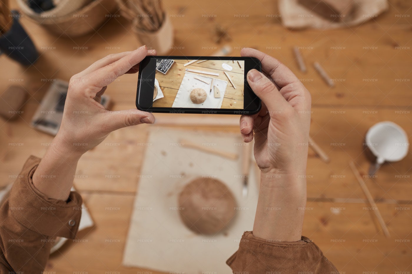 Taking Photo Of Ceramic Bowl: Stock Photos