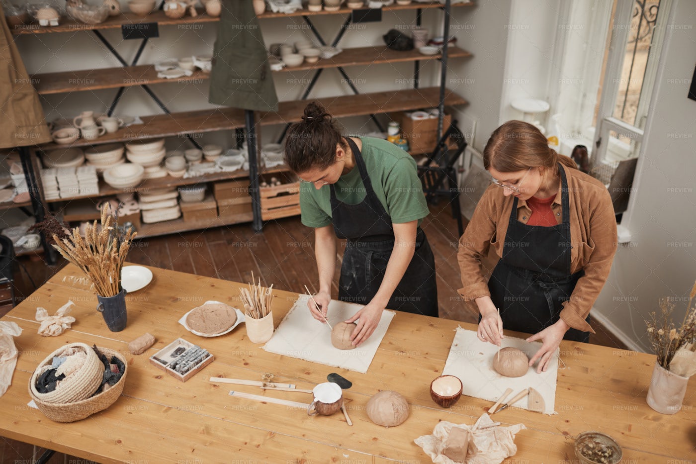 Students In Pottery Workshop: Stock Photos