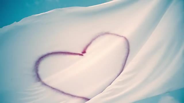 White Flag With Heart Symbol: Stock Video