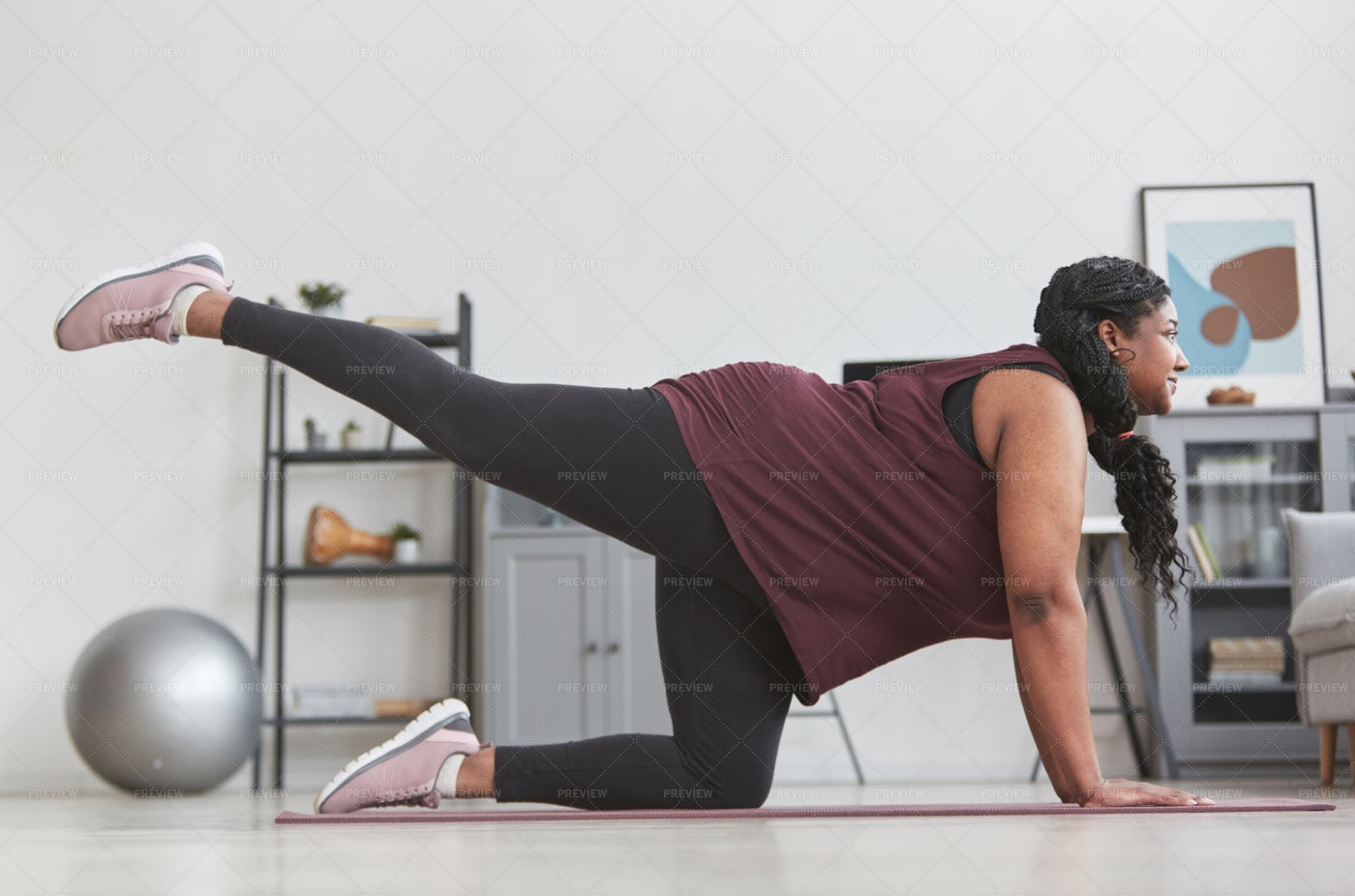Woman Stretching On Yoga Mat: Stock Photos