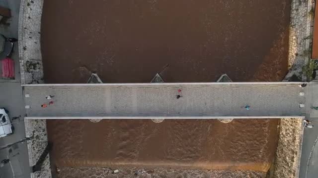 Aerial Shot Of Old Bridge : Stock Video