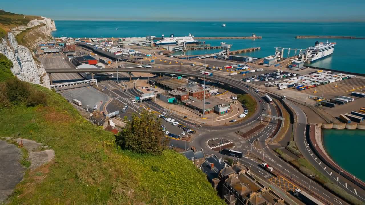 Establishing Shot Of The Dover Port, England Stock Video Motion Array