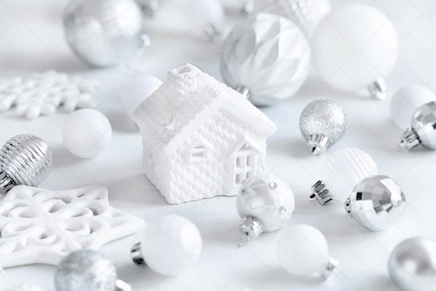 Christmas White Toy House: Stock Photos